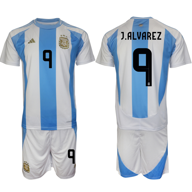 Men's Argentina #9 Gabriel Batistuta White/Blue 2024-25 Home Soccer Jersey Suit